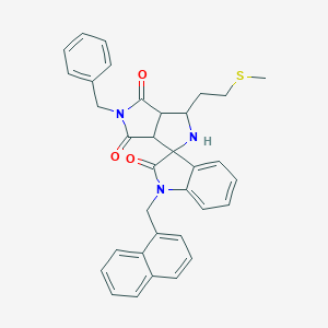 molecular formula C34H31N3O3S B300025 5-Benzyl-1-(2-methylsulfanylethyl)-1'-(naphthalen-1-ylmethyl)spiro[1,2,3a,6a-tetrahydropyrrolo[3,4-c]pyrrole-3,3'-indole]-2',4,6-trione 