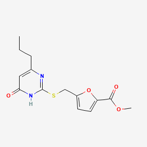 molecular formula C14H16N2O4S B3000252 5-(((6-氧代-4-丙基-1,6-二氢嘧啶-2-基)硫代)甲基)呋喃-2-甲酸甲酯 CAS No. 849057-49-4