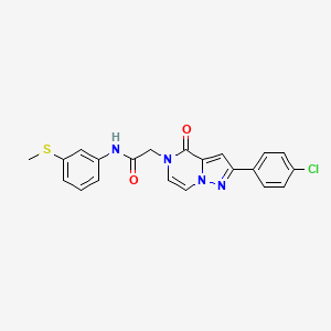 molecular formula C21H17ClN4O2S B3000253 2-[2-(4-氯苯基)-4-氧代吡唑并[1,5-a]吡嗪-5(4H)-基]-N-[3-(甲硫基)苯基]乙酰胺 CAS No. 941939-09-9