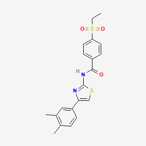 molecular formula C20H20N2O3S2 B3000258 N-(4-(3,4-dimethylphenyl)thiazol-2-yl)-4-(ethylsulfonyl)benzamide CAS No. 922824-30-4