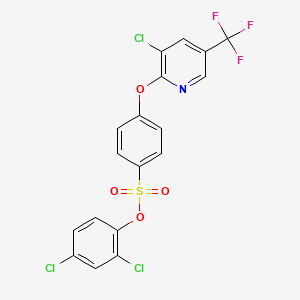 molecular formula C18H9Cl3F3NO4S B3000259 2,4-二氯苯基 4-((3-氯-5-(三氟甲基)-2-吡啶基)氧基)苯磺酸盐 CAS No. 338400-30-9