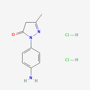 molecular formula C10H13Cl2N3O B3000261 1-(4-Aminophenyl)-3-methyl-1H-pyrazol-5(4H)-one dihydrochloride CAS No. 107430-44-4