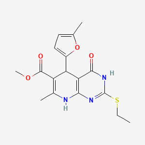 Methyl 2-(ethylthio)-7-methyl-5-(5-methylfuran-2-yl)-4-oxo-3,4,5,8-tetrahydropyrido[2,3-d]pyrimidine-6-carboxylate