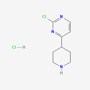 molecular formula C9H13Cl2N3 B3000264 2-Chloro-4-(piperidin-4-yl)pyrimidine hydrochloride CAS No. 2126178-87-6