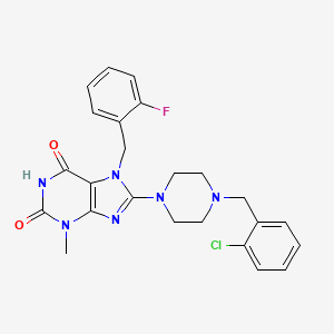 molecular formula C24H24ClFN6O2 B3000266 8-(4-(2-氯苄基)哌嗪-1-基)-7-(2-氟苄基)-3-甲基-1H-嘌呤-2,6(3H,7H)-二酮 CAS No. 886909-50-8