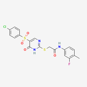 2-((5-((4-chlorophenyl)sulfonyl)-6-oxo-1,6-dihydropyrimidin-2-yl)thio)-N-(3-fluoro-4-methylphenyl)acetamide