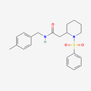 molecular formula C21H26N2O3S B3000275 N-(4-甲基苄基)-2-(1-(苯磺酰基)哌啶-2-基)乙酰胺 CAS No. 1021089-65-5