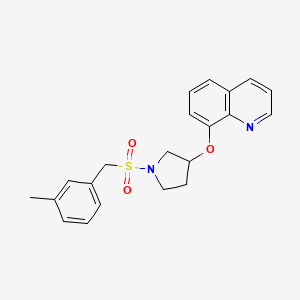 molecular formula C21H22N2O3S B3000277 8-((1-((3-Methylbenzyl)sulfonyl)pyrrolidin-3-yl)oxy)quinoline CAS No. 1904337-55-8