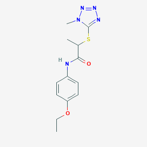 molecular formula C13H17N5O2S B300028 N-(4-ethoxyphenyl)-2-[(1-methyl-1H-tetrazol-5-yl)thio]propanamide 