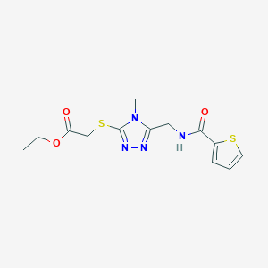 molecular formula C13H16N4O3S2 B3000280 2-((4-甲基-5-((噻吩-2-甲酰胺)甲基)-4H-1,2,4-三唑-3-基)硫代)乙酸乙酯 CAS No. 689748-50-3