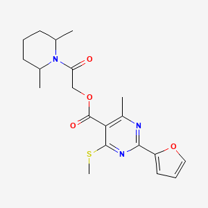 molecular formula C20H25N3O4S B3000281 2-(2,6-Dimethylpiperidin-1-yl)-2-oxoethyl 2-(furan-2-yl)-4-methyl-6-(methylsulfanyl)pyrimidine-5-carboxylate CAS No. 1050516-06-7