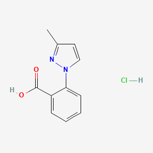 molecular formula C11H11ClN2O2 B3000285 2-(3-甲基-1H-吡唑-1-基)苯甲酸盐酸盐 CAS No. 1864015-05-3