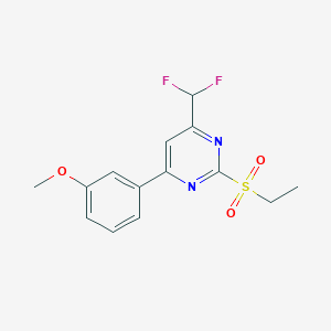 molecular formula C14H14F2N2O3S B3000288 4-(Difluoromethyl)-2-(ethylsulfonyl)-6-(3-methoxyphenyl)pyrimidine CAS No. 862663-49-8