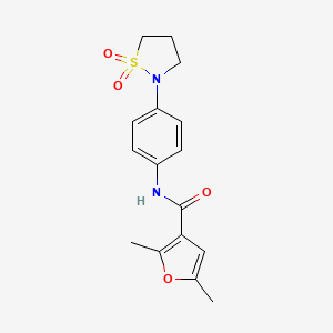 molecular formula C16H18N2O4S B3000291 N-(4-(1,1-dioxidoisothiazolidin-2-yl)phenyl)-2,5-dimethylfuran-3-carboxamide CAS No. 1210312-70-1