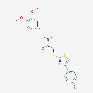 molecular formula C21H21ClN2O3S2 B300031 2-{[4-(4-chlorophenyl)-1,3-thiazol-2-yl]sulfanyl}-N-[2-(3,4-dimethoxyphenyl)ethyl]acetamide 
