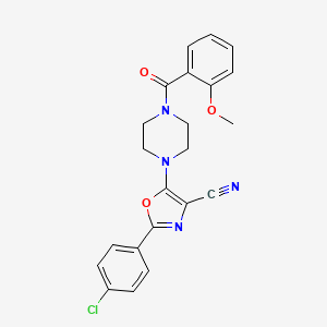 molecular formula C22H19ClN4O3 B3000310 2-(4-Chlorophenyl)-5-(4-(2-methoxybenzoyl)piperazin-1-yl)oxazole-4-carbonitrile CAS No. 904005-51-2