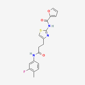 molecular formula C18H16FN3O3S B3000312 N-(4-(3-((3-fluoro-4-methylphenyl)amino)-3-oxopropyl)thiazol-2-yl)furan-2-carboxamide CAS No. 1021256-45-0