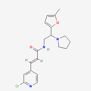 molecular formula C19H22ClN3O2 B3000317 (E)-3-(2-Chloropyridin-4-yl)-N-[2-(5-methylfuran-2-yl)-2-pyrrolidin-1-ylethyl]prop-2-enamide CAS No. 1424625-84-2