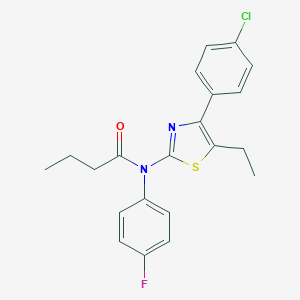 molecular formula C21H20ClFN2OS B300032 N-[4-(4-chlorophenyl)-5-ethyl-1,3-thiazol-2-yl]-N-(4-fluorophenyl)butanamide 