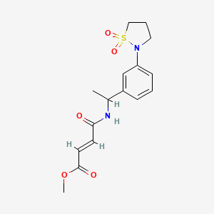 molecular formula C16H20N2O5S B3000320 Methyl (E)-4-[1-[3-(1,1-dioxo-1,2-thiazolidin-2-yl)phenyl]ethylamino]-4-oxobut-2-enoate CAS No. 2411330-25-9