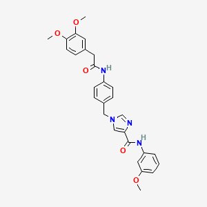 molecular formula C28H28N4O5 B3000324 1-(4-(2-(3,4-dimethoxyphenyl)acetamido)benzyl)-N-(3-methoxyphenyl)-1H-imidazole-4-carboxamide CAS No. 1251612-34-6