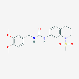 molecular formula C20H25N3O5S B3000326 1-(3,4-Dimethoxybenzyl)-3-(1-(methylsulfonyl)-1,2,3,4-tetrahydroquinolin-7-yl)urea CAS No. 1203377-40-5