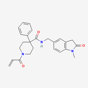 N-[(1-Methyl-2-oxo-3H-indol-5-yl)methyl]-4-phenyl-1-prop-2-enoylpiperidine-4-carboxamide