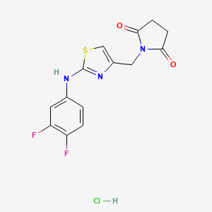 molecular formula C14H12ClF2N3O2S B3000377 1-((2-((3,4-Difluorophenyl)amino)thiazol-4-yl)methyl)pyrrolidine-2,5-dione hydrochloride CAS No. 2034393-91-2