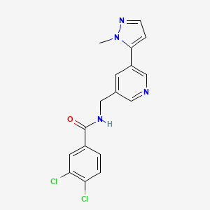 molecular formula C17H14Cl2N4O B3000386 3,4-dichloro-N-((5-(1-methyl-1H-pyrazol-5-yl)pyridin-3-yl)methyl)benzamide CAS No. 2034384-46-6