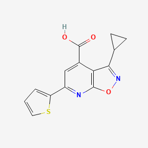 molecular formula C14H10N2O3S B3000394 3-Cyclopropyl-6-(thiophen-2-yl)-[1,2]oxazolo[5,4-b]pyridine-4-carboxylic acid CAS No. 954268-73-6