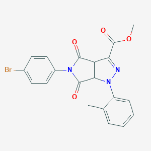molecular formula C20H16BrN3O4 B300041 Methyl 5-(4-bromophenyl)-1-(2-methylphenyl)-4,6-dioxo-1,3a,4,5,6,6a-hexahydropyrrolo[3,4-c]pyrazole-3-carboxylate 