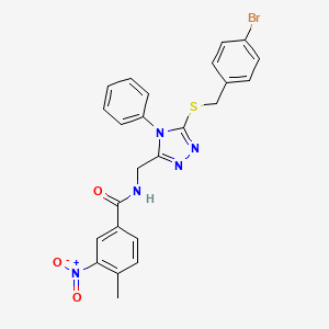 molecular formula C24H20BrN5O3S B3000420 N-[[5-[(4-bromophenyl)methylsulfanyl]-4-phenyl-1,2,4-triazol-3-yl]methyl]-4-methyl-3-nitrobenzamide CAS No. 391940-80-0