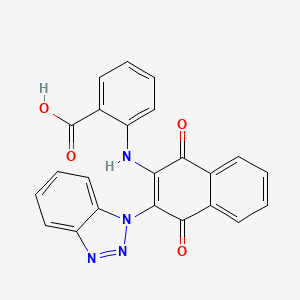 molecular formula C23H14N4O4 B3000485 2-((3-(1H-benzo[d][1,2,3]triazol-1-yl)-1,4-dioxo-1,4-dihydronaphthalen-2-yl)amino)benzoic acid CAS No. 850782-39-7
