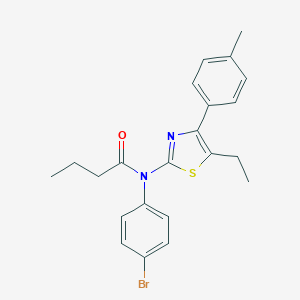 molecular formula C22H23BrN2OS B300049 N-(4-bromophenyl)-N-[5-ethyl-4-(4-methylphenyl)-1,3-thiazol-2-yl]butanamide 