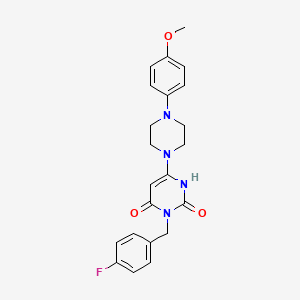 molecular formula C22H23FN4O3 B3000496 3-(4-fluorobenzyl)-6-(4-(4-methoxyphenyl)piperazin-1-yl)pyrimidine-2,4(1H,3H)-dione CAS No. 847398-05-4