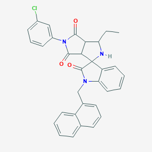 molecular formula C32H26ClN3O3 B300050 5-(3-Chlorophenyl)-1-ethyl-1'-(naphthalen-1-ylmethyl)spiro[1,2,3a,6a-tetrahydropyrrolo[3,4-c]pyrrole-3,3'-indole]-2',4,6-trione 