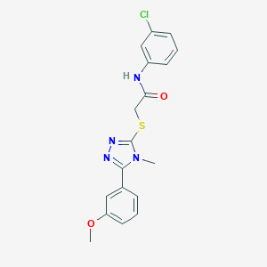 molecular formula C18H17ClN4O2S B300051 N-(3-chlorophenyl)-2-[[5-(3-methoxyphenyl)-4-methyl-1,2,4-triazol-3-yl]sulfanyl]acetamide 