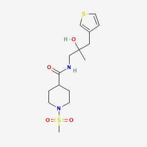 molecular formula C15H24N2O4S2 B3000531 N-{2-hydroxy-2-[(thiophen-3-yl)methyl]propyl}-1-methanesulfonylpiperidine-4-carboxamide CAS No. 2097873-19-1