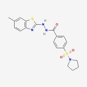 molecular formula C19H20N4O3S2 B3000537 N'-(6-methylbenzo[d]thiazol-2-yl)-4-(pyrrolidin-1-ylsulfonyl)benzohydrazide CAS No. 851979-49-2