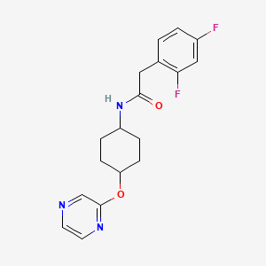 molecular formula C18H19F2N3O2 B3000544 2-(2,4-difluorophenyl)-N-((1r,4r)-4-(pyrazin-2-yloxy)cyclohexyl)acetamide CAS No. 2034223-74-8