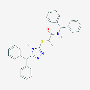 molecular formula C32H30N4OS B300055 N-benzhydryl-2-[(5-benzhydryl-4-methyl-4H-1,2,4-triazol-3-yl)sulfanyl]propanamide 