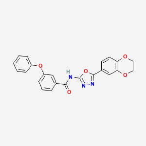 molecular formula C23H17N3O5 B3000552 N-[5-(2,3-dihydro-1,4-benzodioxin-6-yl)-1,3,4-oxadiazol-2-yl]-3-phenoxybenzamide CAS No. 887873-03-2