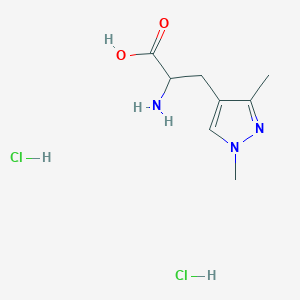 molecular formula C8H15Cl2N3O2 B3000573 2-Amino-3-(1,3-dimethyl-1H-pyrazol-4-yl)propanoic acid dihydrochloride CAS No. 2228083-40-5