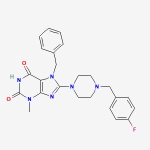 molecular formula C24H25FN6O2 B3000576 7-苄基-8-(4-(4-氟苄基)哌嗪-1-基)-3-甲基-1H-嘌呤-2,6(3H,7H)-二酮 CAS No. 898797-43-8