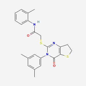 molecular formula C23H23N3O2S2 B3000582 2-((3-(3,5-dimethylphenyl)-4-oxo-3,4,6,7-tetrahydrothieno[3,2-d]pyrimidin-2-yl)thio)-N-(o-tolyl)acetamide CAS No. 877653-35-5