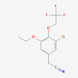molecular formula C12H11BrF3NO2 B3000584 2-[3-溴-5-乙氧基-4-(2,2,2-三氟乙氧基)苯基]乙腈 CAS No. 1797290-47-1