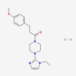 molecular formula C19H27ClN4O2 B3000587 1-(4-(1-ethyl-1H-imidazol-2-yl)piperazin-1-yl)-3-(4-methoxyphenyl)propan-1-one hydrochloride CAS No. 1190005-63-0