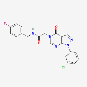 molecular formula C20H15ClFN5O2 B3000592 2-[1-(3-氯苯基)-4-氧代吡唑并[3,4-d]嘧啶-5-基]-N-[(4-氟苯基)甲基]乙酰胺 CAS No. 895017-31-9