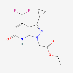 molecular formula C14H15F2N3O3 B3000605 ethyl [3-cyclopropyl-4-(difluoromethyl)-6-oxo-6,7-dihydro-1H-pyrazolo[3,4-b]pyridin-1-yl]acetate CAS No. 1018052-85-1