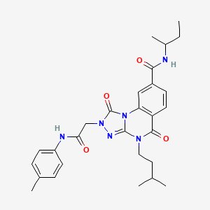 molecular formula C28H34N6O4 B3000607 N-(sec-butyl)-4-(3-methylbutyl)-2-{2-[(4-methylphenyl)amino]-2-oxoethyl}-1,5-dioxo-1,2,4,5-tetrahydro[1,2,4]triazolo[4,3-a]quinazoline-8-carboxamide CAS No. 1223975-33-4